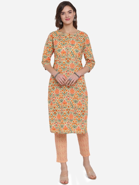

Mirchi Fashion Women Yellow Printed Kurta with Trousers