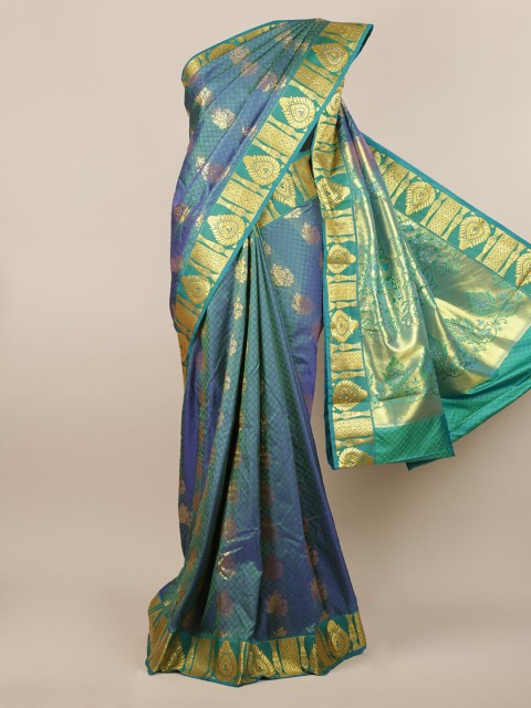 

Pothys Blue & Gold-Toned Art Silk Woven Design Saree