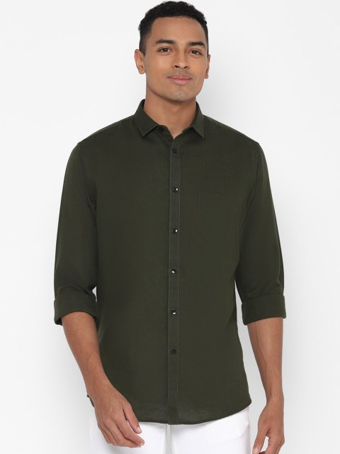 

Allen Solly Men Olive Green Slim Fit Solid Casual Shirt