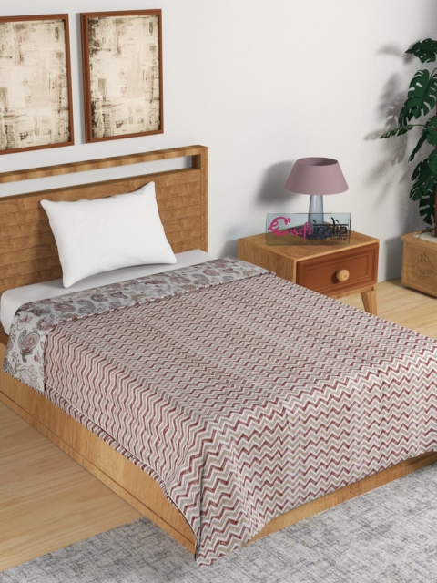 

eCraftIndia Brown & Grey Ethnic Motifs Mild Winter 120 GSM Single Bed Dohar