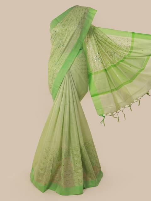 

Pothys Green Printed Tissue Saree