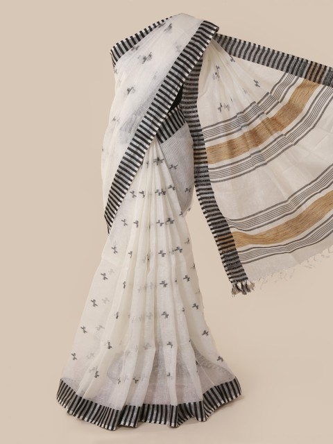 

Pothys White Woven Design Linen Blend Saree