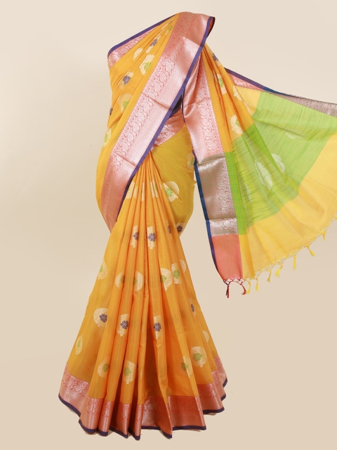 

Pothys Yellow Woven Design Cotton Blend Saree
