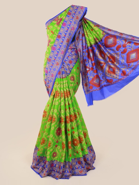 

Pothys Green & Blue Cotton Blend Woven Design Saree