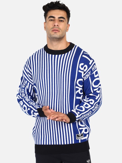 

hummel Men Blue & White Striped Sweatshirt
