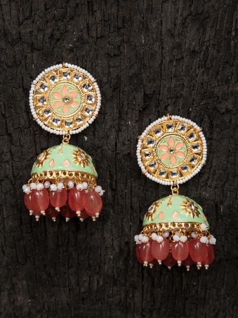 

Biba Sea Green & Gold-Toned Dome Shaped Jhumkas