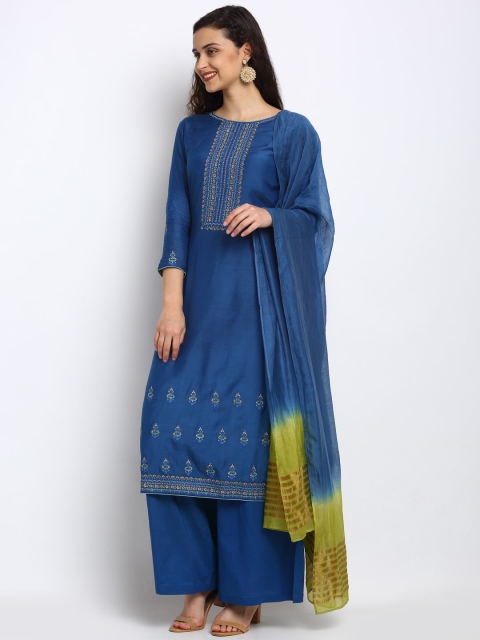 

Stylee LIFESTYLE Blue & Green Cotton Blend Unstitched Dress Material