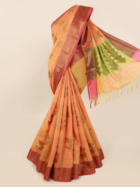 

Pothys Peach-Coloured Woven Design Cotton Blend Saree