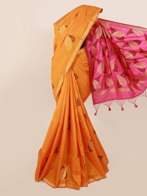

Pothys Orange Woven Design Silk Blend Saree
