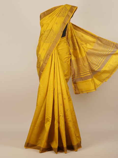 

Pothys Mustard Embroidered Jute Silk Saree