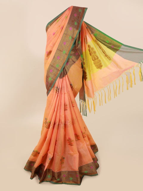 

Pothys Peach-Coloured Woven Design Cotton Blend Saree