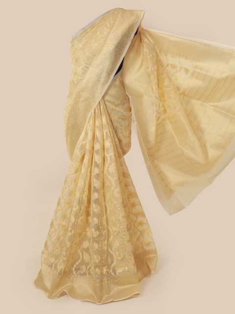 

Pothys Cream-Coloured Woven Design Tissue Saree