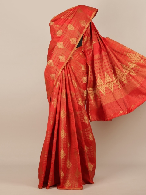

Pothys Red Woven Design Jute Silk Saree
