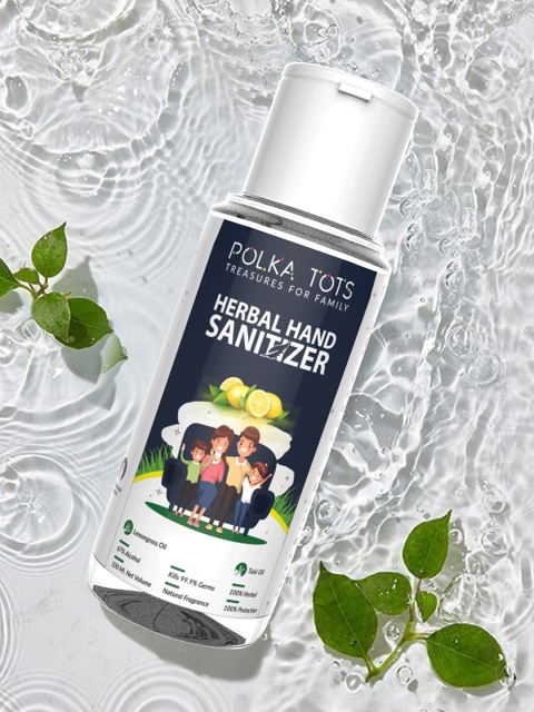 Polka Tots Pack of 10 Herbal Sanitiser - 100 ml, Transparent