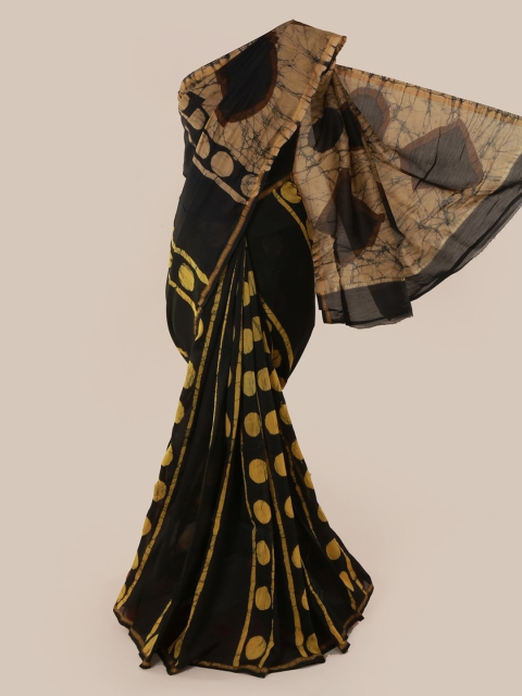

Pothys Black Dyed Cotton Blend Saree