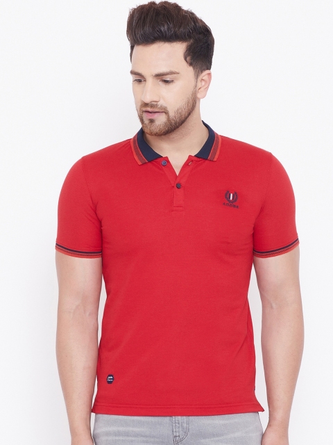 

Adobe Men Red Solid Polo Collar T-shirt