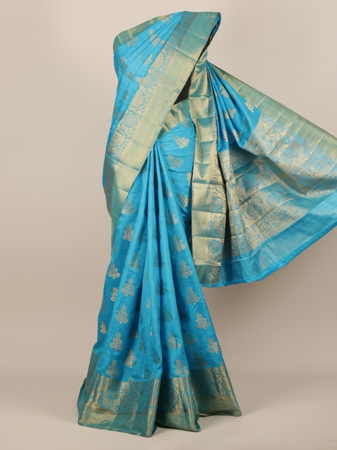 

Pothys Blue Woven Design Jute Silk Saree