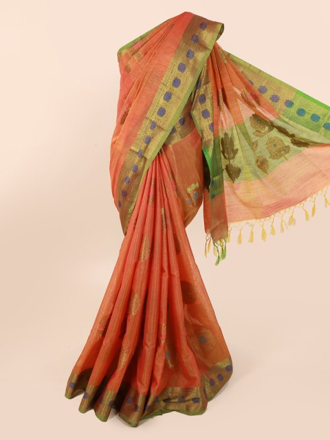

Pothys Orange Woven Design Cotton Blend Saree