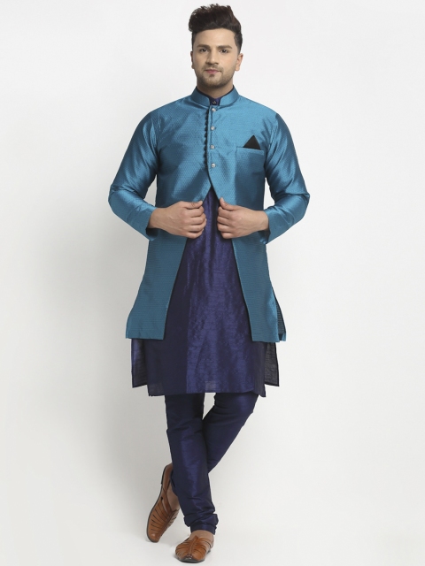 

Benstoke Men Blue Solid Kurta with Churidar