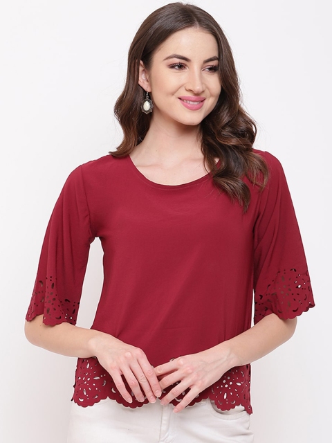 

Mayra Maroon Crepe Regular Top