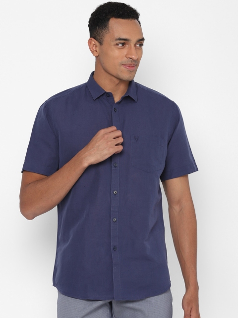 Allen Solly Men Navy Blue Slim Fit Solid Casual Shirt