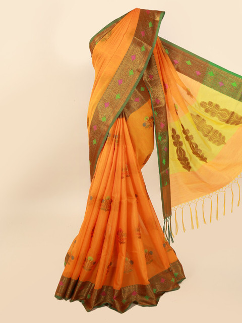 

Pothys Orange Woven Design Cotton Blend Saree