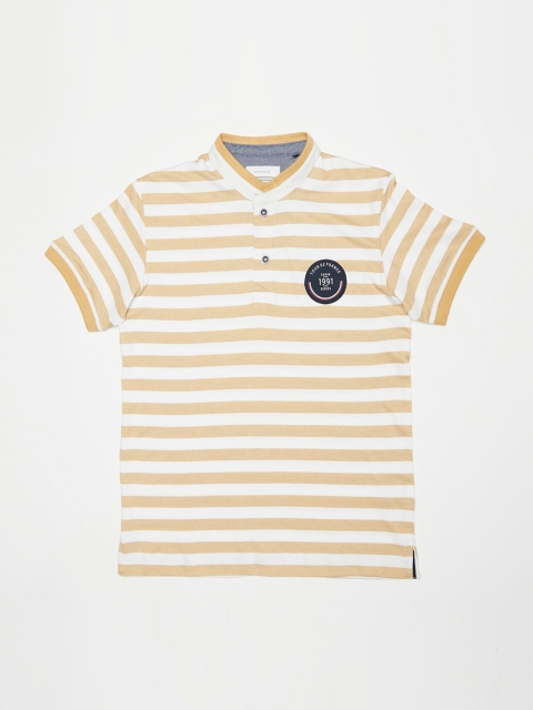 

Octave Boys Yellow Striped Henley Neck T-shirt