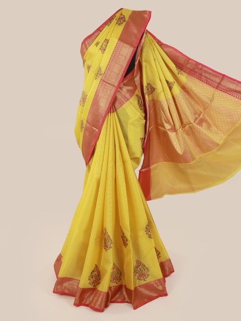 

Pothys Yellow Woven Design Cotton Blend Saree