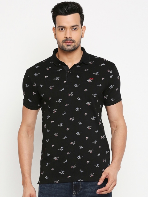 

Mufti Men Black Printed Polo Collar T-shirt