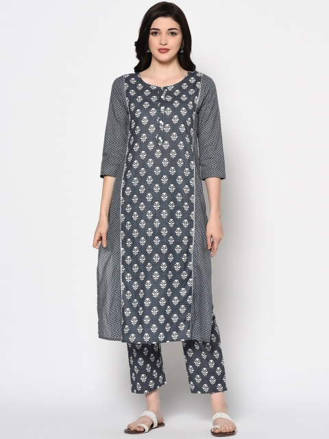 

GULMOHAR JAIPUR Women Grey Printed Kurta with Trousers