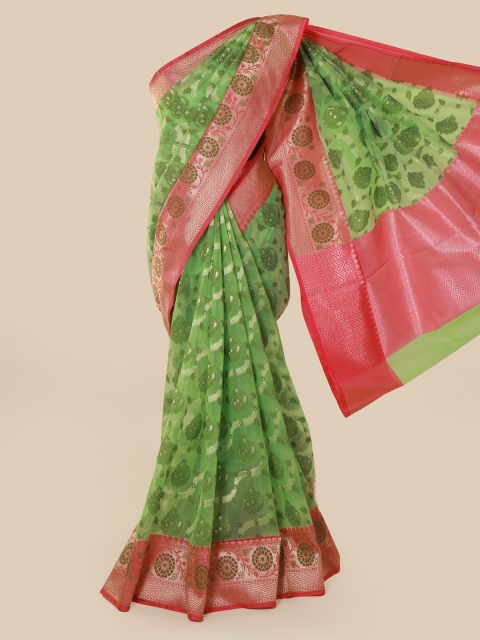 

Pothys Green & Pink Tissue Woven Design Saree