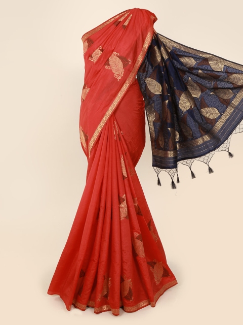 

Pothys Magenta Woven Design Silk Blend Saree