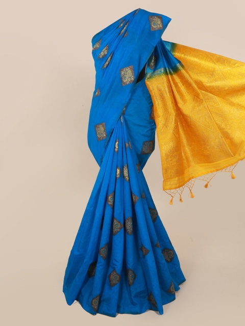 

Pothys Blue Woven Design Cotton Blend Saree