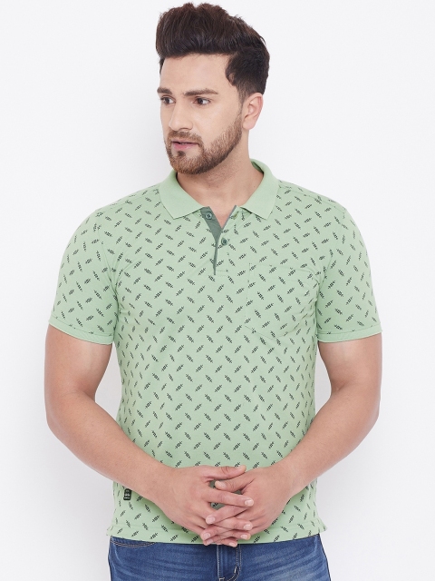 

Adobe Men Green Printed Polo Collar T-shirt