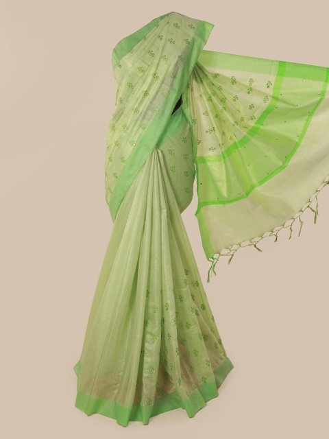 

Pothys Green Embroidered Tissue Saree