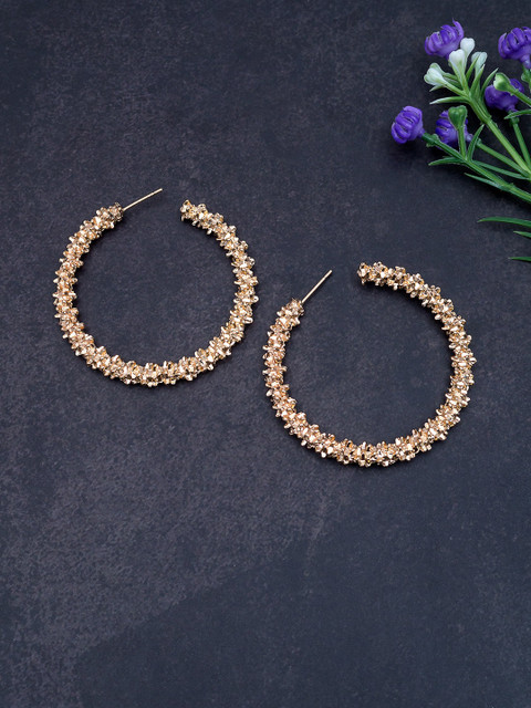 

Golden Peacock Gold-Toned Circular Hoop Earrings