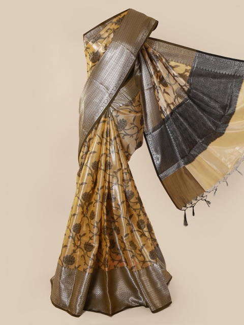 

Pothys Beige & Silver-Toned Tissue Woven Design Saree With Tasseled Pallu