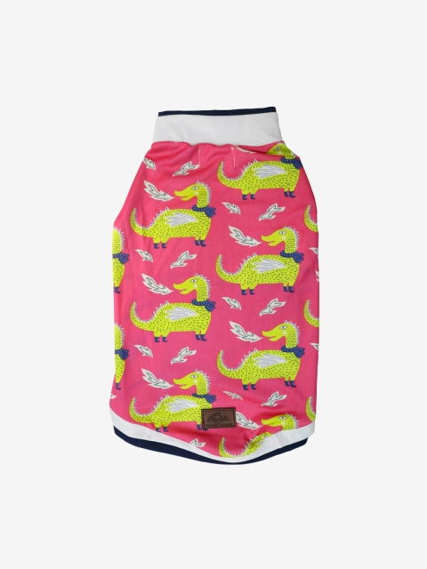 

Pawsindia Pink & Yellow Printed Dog T-Shirt