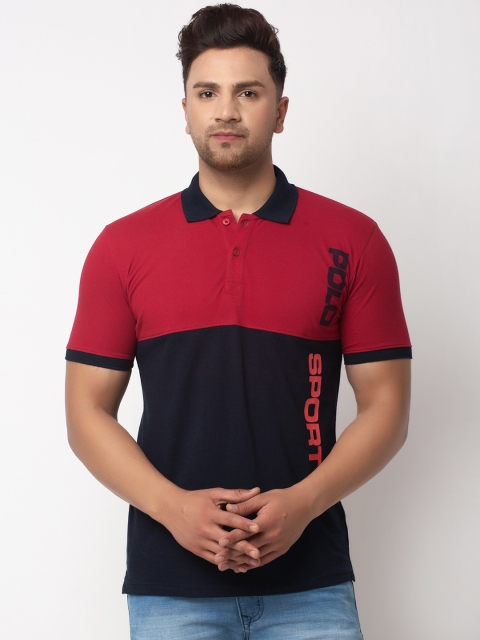 

WILD WEST Men Multicoloured Colourblocked Polo Collar T-shirt, Multi