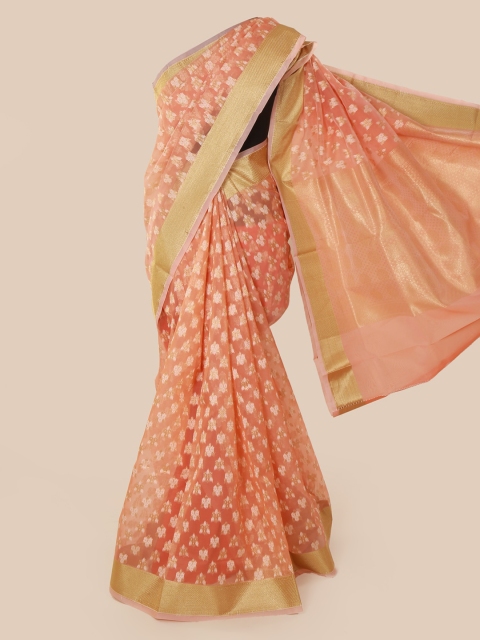 

Pothys Peach-Coloured Woven Design Tissue Saree