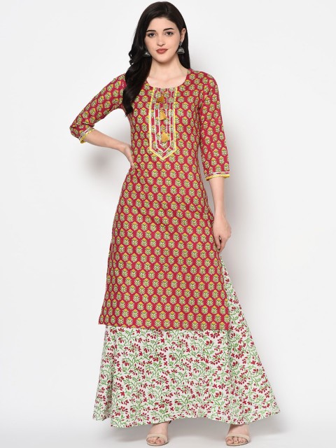 

GULMOHAR JAIPUR Women Pink Printed Kurta with Sharara