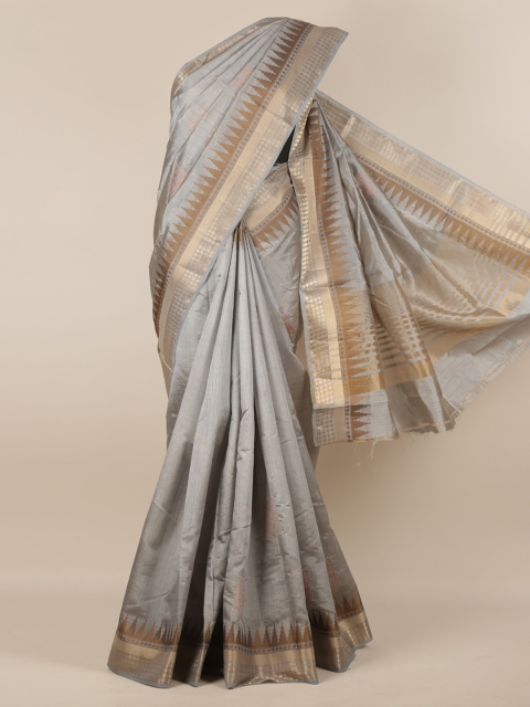 

Pothys Grey Solid Jute Silk Saree