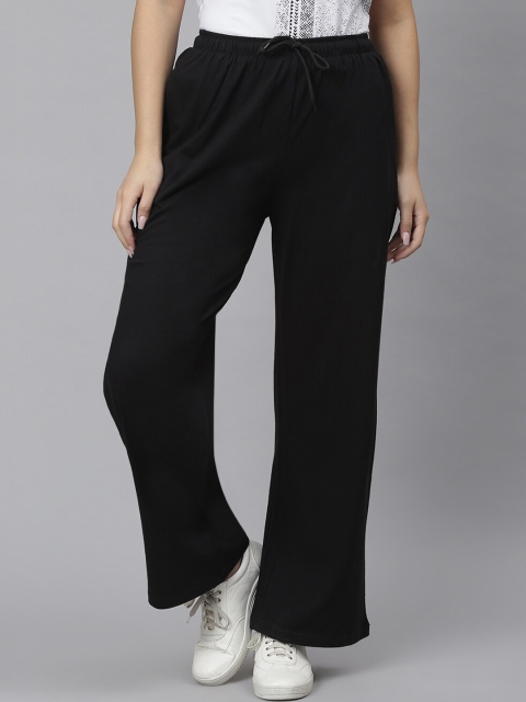 

Kotty Women Black Solid Straight-Fit Track Pants