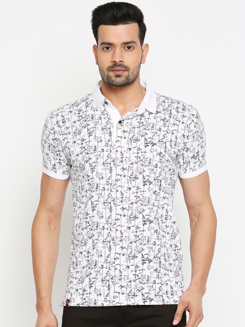 

Mufti Men White Printed Polo Collar T-shirt
