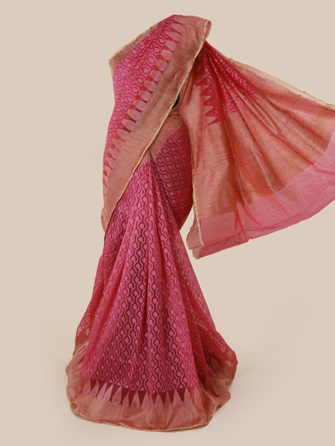 

Pothys Pink Printed Supernet Saree