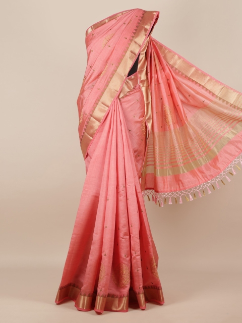 

Pothys Pink Woven Design Jute Silk Saree