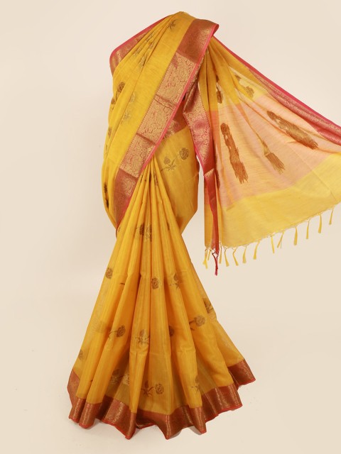 

Pothys Mustard Woven Design Cotton Blend Saree