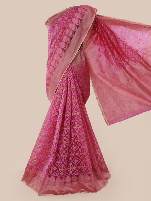 

Pothys Pink Woven Design Supernet Saree