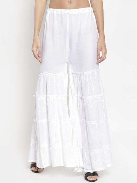 

Clora Creation Women White & Red Solid Flared Sharara
