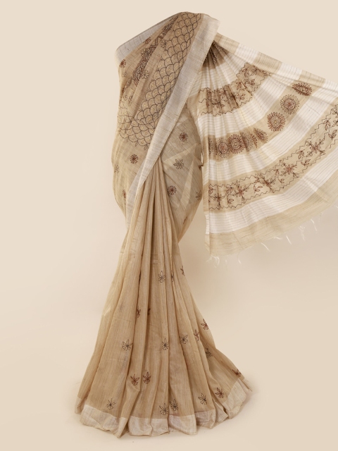 

Pothys Cream-Coloured Woven Design Jute Cotton Saree